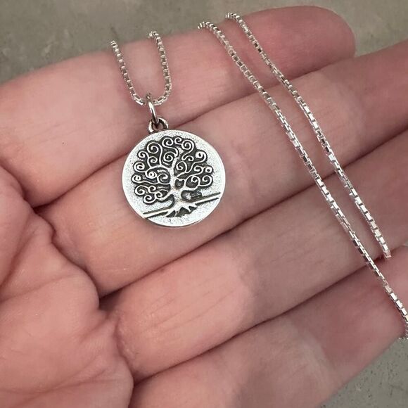 Sterling Silver Tree of Life Necklace-Double Sided Pendant - Picture 5 of 5